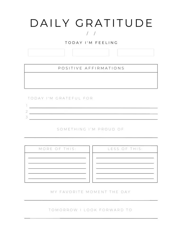 Gratitude Journal Page